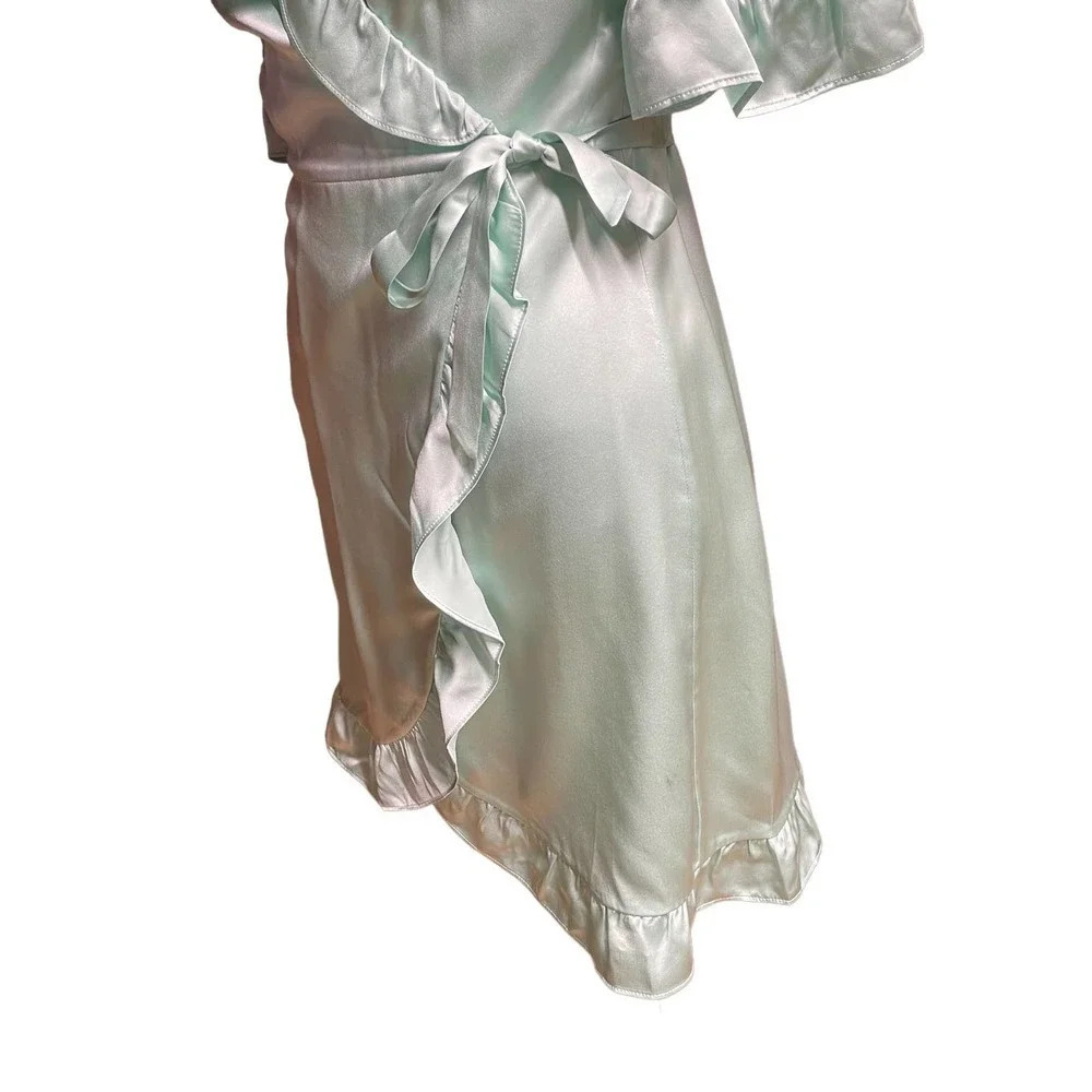 Hill House The Nima Silk Wrap Dress in Mint Size Small - Picture 4 of 12